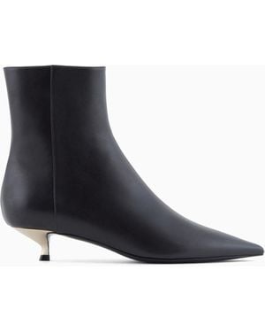 Giorgio Armani Calfskin Ankle Boots - Blue