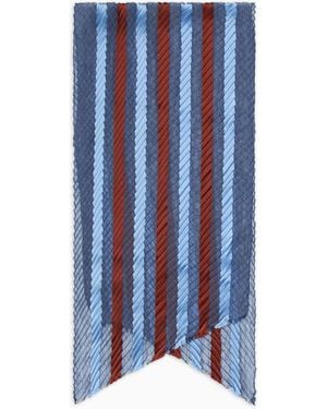 Giorgio Armani Estola De Seda Plisada A Rayas - Azul