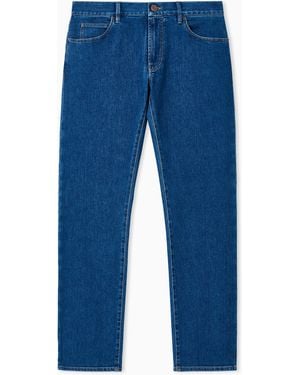 Giorgio Armani Five-Pocket, Regular-Fit, Stretch-Cotton Denim Trousers - Blue
