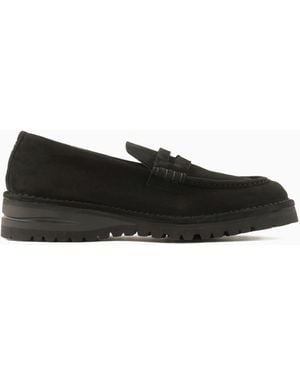 Giorgio Armani Suede Loafers - Black