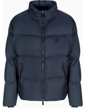 Giorgio Armani Bomber Jacket With Goose-Down Padding - Blue