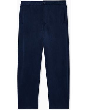 Giorgio Armani Cupro-Blend Flat-Front Trousers - Blue