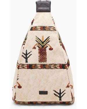 Giorgio Armani Printed Fabric Backpack Sack - White