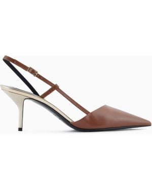 Giorgio Armani Calfskin Slingbacks With Mirror Details - White