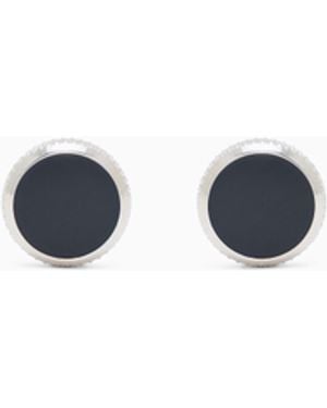 Giorgio Armani Sterling Cufflinks With Enamel Detail - Blue