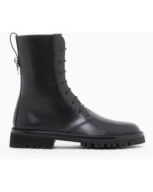 Giorgio Armani Boot Leather Upper With Cushioned Sole - Black