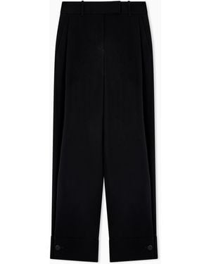 Giorgio Armani Silk Cady Trousers With Pleats - Black