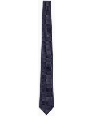 Giorgio Armani Pure Silk Tie With Micro Polka-Dot Jacquard - Blue
