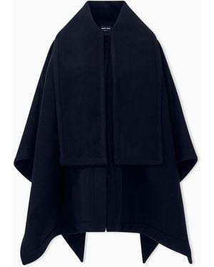 Giorgio Armani Capa De Lana Virgen Con Cuello Estructurado Y Bajo En Punta - Azul