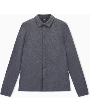 Giorgio Armani Shirt Cashmere Interlock Jersey Regular Fit - Blue