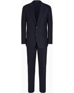 Giorgio Armani Single-Breasted, Water-Repellent Wool Suit From The Soft Line - Blue