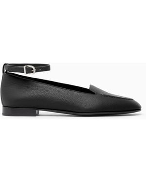 Giorgio Armani Ballerines En Cuir Avec Bride De Cheville Réglable À Boucle - Blanc