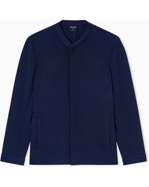 Giorgio Armani Cashmere Double Jersey Shirt Jacket - Blue