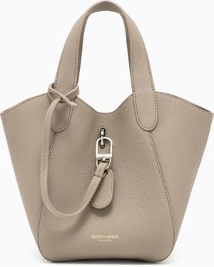 Giorgio Armani Pebbled Bag Handbag With A Removable Inner Pouch - Natural