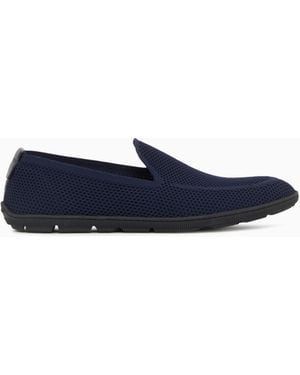 Giorgio Armani Breathable Mesh Slip-On Trainer With Leather Inserts - Blue