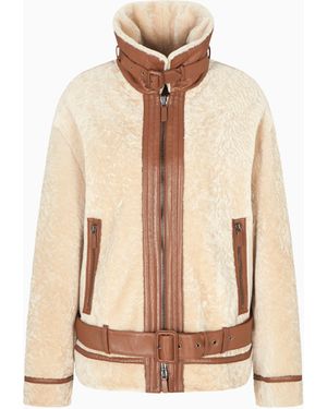 Giorgio Armani Shearling Lambskin Blouson - Natural