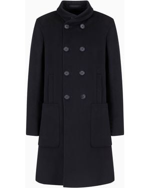 Giorgio Armani Cashmere Coat With A Double-Breasted Shawl Collar Icon - Blue