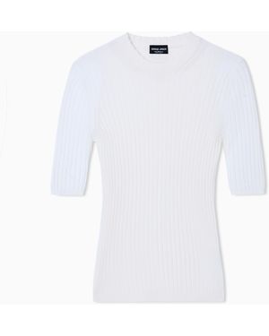 Giorgio Armani Pure Cashmere Ribbed Crew-Neck Jumper - White