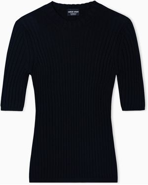 Giorgio Armani Pure Cashmere Ribbed Crew-Neck Jumper - Black