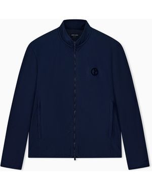 Giorgio Armani Blouson Jacket Regular Fit Jersey - Blue