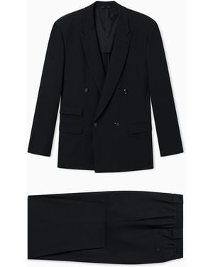 Giorgio Armani Zweireihiger Anzug Aus Schurwollkrepp Mit Elastischem Bund - Schwarz