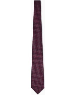 Giorgio Armani Silk Tie With Herringbone Pattern - Purple