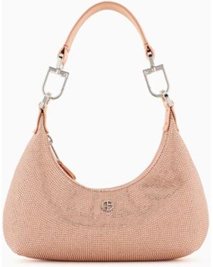 Giorgio Armani Bolso Hobo La Prima Tamaño Mini De Raso Y Strass - Rosa