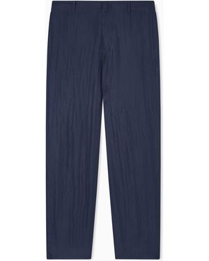 Giorgio Armani Viscose Technical Twill Flat-Front Trousers - Blue