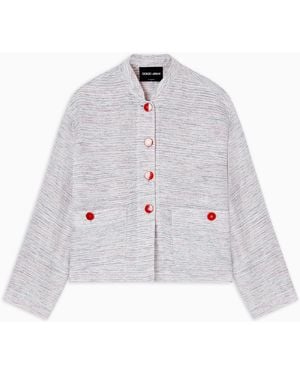 Giorgio Armani Viscose And Linen Mouliné Knit Blouson - White