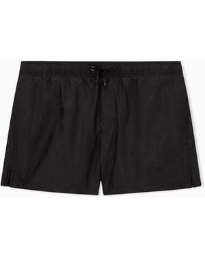 Giorgio Armani Monogram Swim Trunks - Black