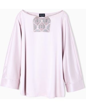 Giorgio Armani Silk Shirt With Embroidery - Pink