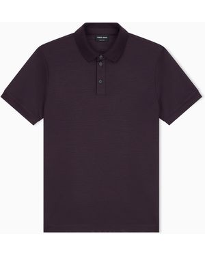 Giorgio Armani Pure Virgin-Wool Piqué Polo Shirt - Blue