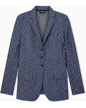 Giorgio Armani Blazer Jackets Single-Breasted Chevron - Blue