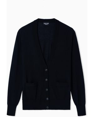 Giorgio Armani Cardigan Long En Pur Cachemire - Bleu