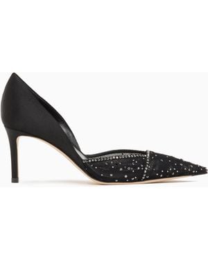 Giorgio Armani Tulle, Satin And Rhinestone Court Shoes - White