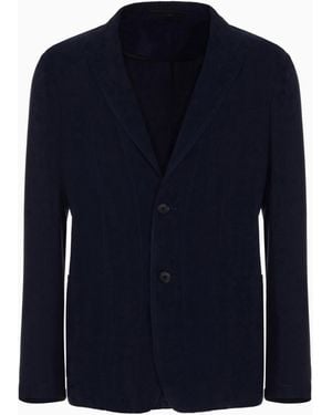 Giorgio Armani Cupro Jacket With A Single-Breasted Two-Button Design Icon - Blue