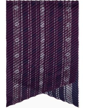 Giorgio Armani Estola Plisada De Seda Con Diseño De Rayas Verticales - Morado