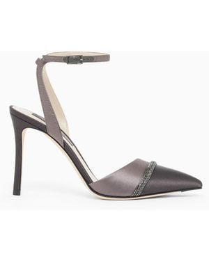 Giorgio Armani Court Shoes With Two-Tone Satin Strap - White