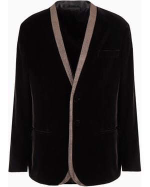 Giorgio Armani Giorgio's Velvet Single-Breasted Tuxedo Jacket - Black