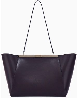Giorgio Armani Sac Porté Épaule En Cuir Structuré Avec Fermoir En Métal - Bleu
