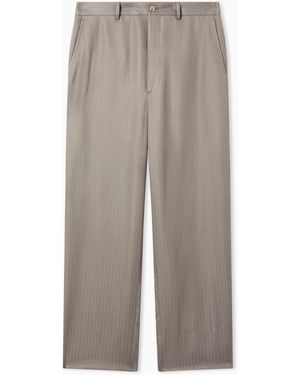 Giorgio Armani Cupro Chevron Flat-Front Trousers - Grey
