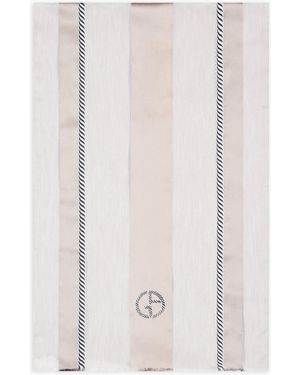 Giorgio Armani Silk-Blend Jacquard Stole - White