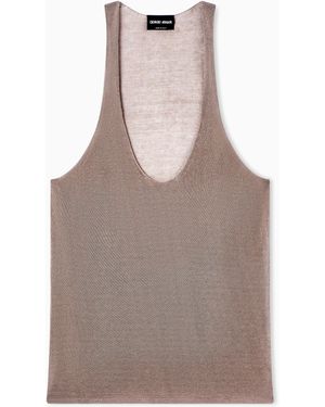Giorgio Armani Viscose Lurex Top - Brown