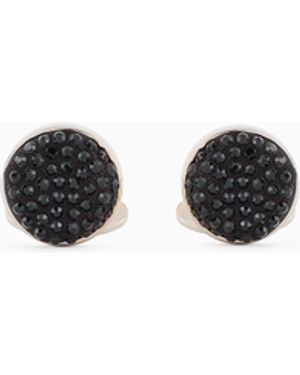 Giorgio Armani Sterling Cufflinks With Satin And Crystals - White