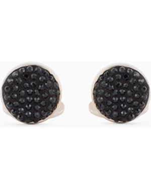 Giorgio Armani Sterling Cufflinks With Satin And Crystals - White