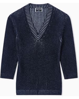 Giorgio Armani V-Neck Jumper - Blue
