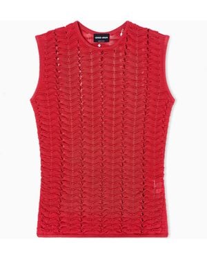 Giorgio Armani Viscose Top With A Ruffle Motif - Red