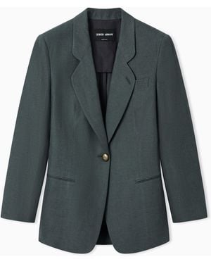 Giorgio Armani Single-Breasted Linen Jacket - Grey