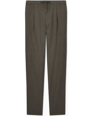 Giorgio Armani Linen Trousers With A Single Pleat And Drawstring - Grey