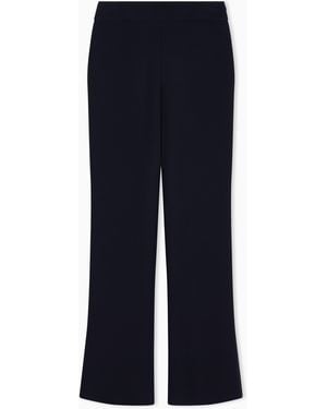Giorgio Armani Wide Leg Pure Silk Trousers With Pleats - Blue